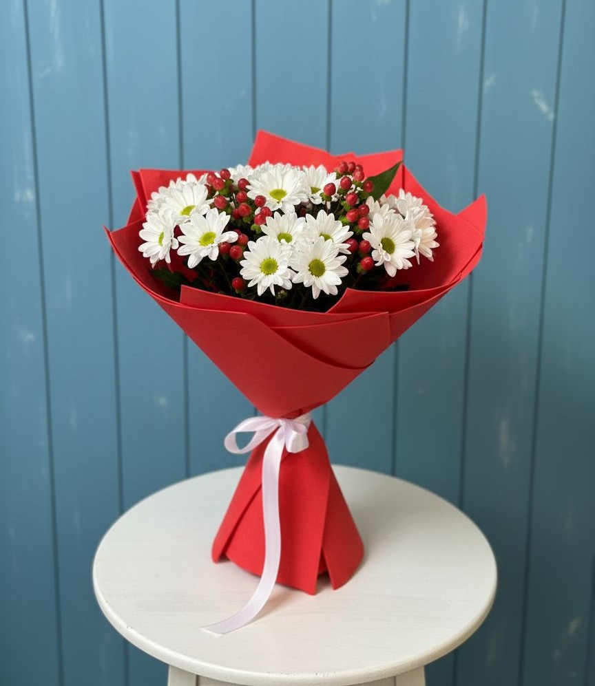 Букет ягоды на снегу в Петропавловске-Камчатском Букет цветов из: Хризантемы в Петропавловске-Камчатском