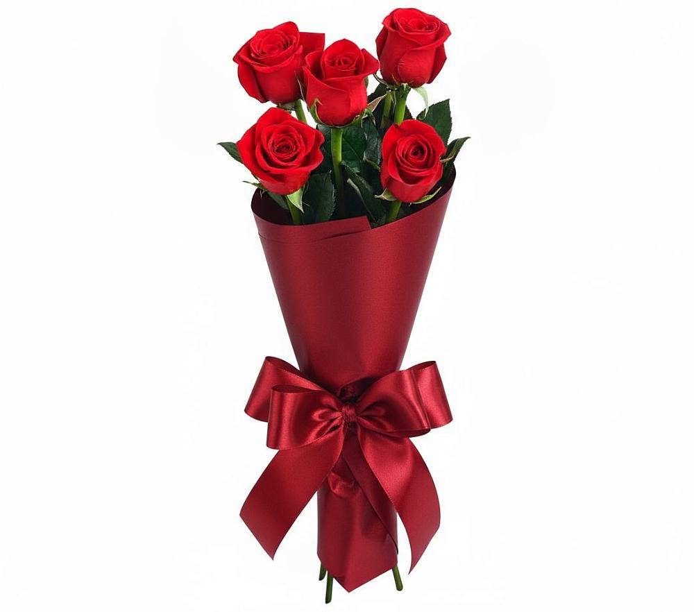 5 Красных роз Эдлесс Лав в Петропавловске-Камчатском Букет 5 Красных роз Эдлесс Лав в Петропавловске-Камчатском