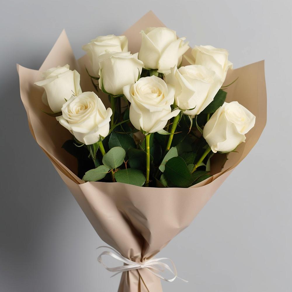 9 Белых роз Эдлесс Лав в Петропавловске-Камчатском Букет 9 Белых роз Эдлесс Лав в Петропавловске-Камчатском