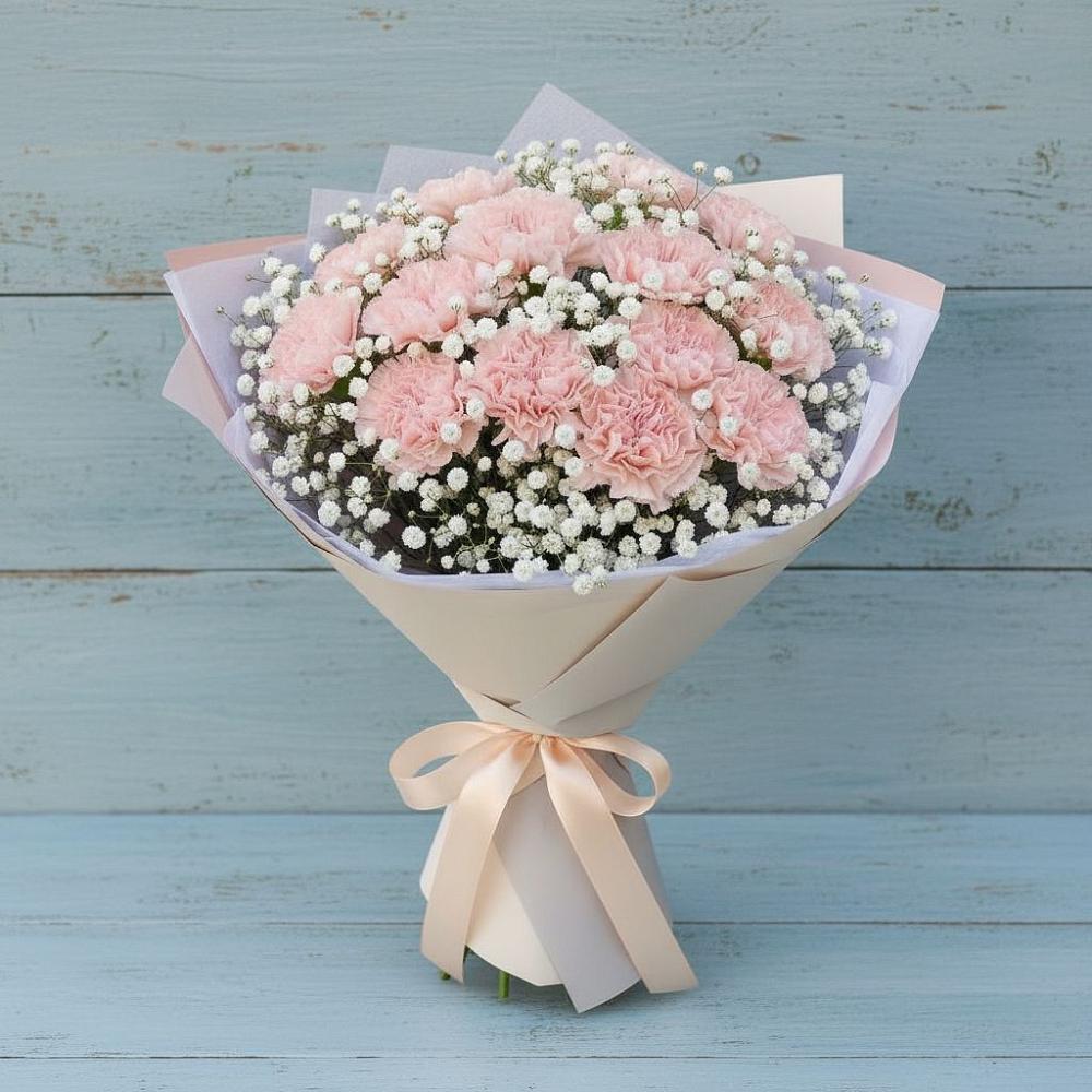 Букет Нежность рассвета в Петропавловске-Камчатском Букет цветов из: Гвоздики в Петропавловске-Камчатском