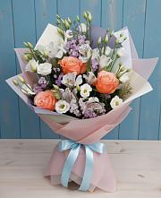 Букет Утренняя свежесть #REPLACE_PRED# Петропавловске-Камчатском Букет цветов из:  Лизиантусы, Розы, Альстромерии и Гипсофила #REPLACE_PRED# Петропавловске-Камчатском