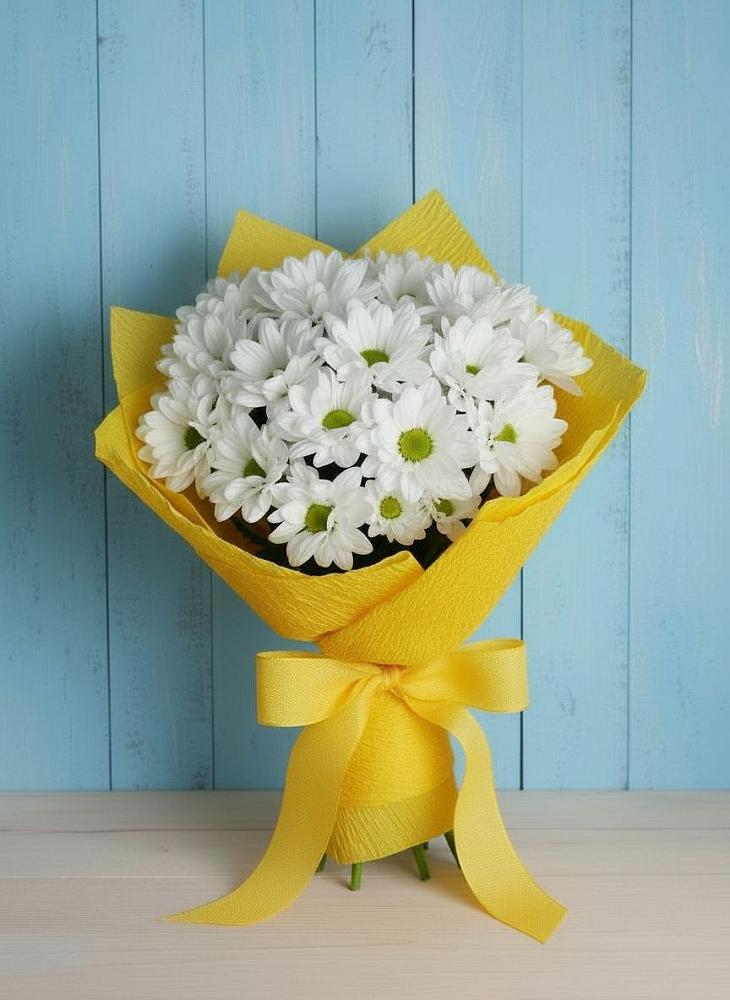 Букет Застенчивые лепестки в Петропавловске-Камчатском Букет цветов из: Хризантемы в Петропавловске-Камчатском