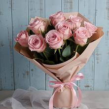 9 розовых роз в Петропавловске-Камчатском Букет цветов из:  Розы в Петропавловске-Камчатском