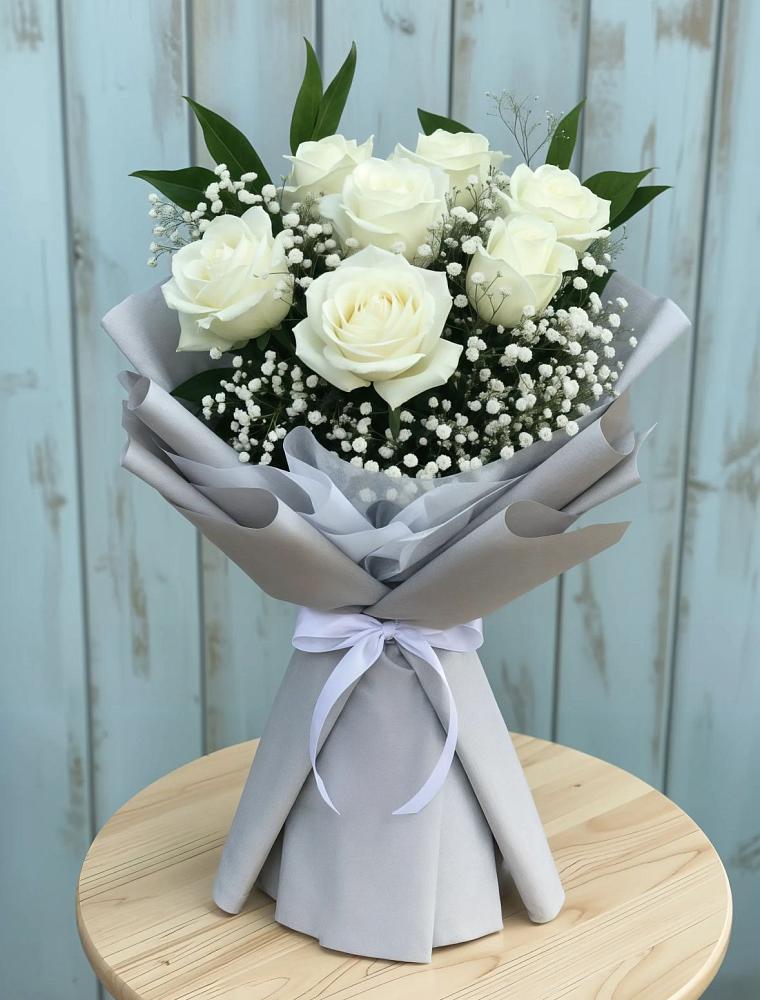 Букет из белых роз в Петропавловске-Камчатском Букет цветов из: Розы в Петропавловске-Камчатском
