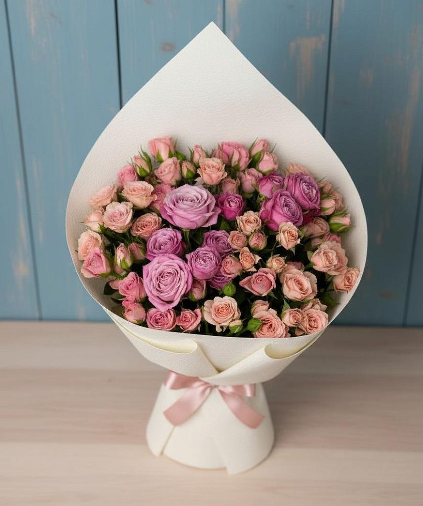 Букет Нежная розовость в Петропавловске-Камчатском Букет цветов из: Розы в Петропавловске-Камчатском