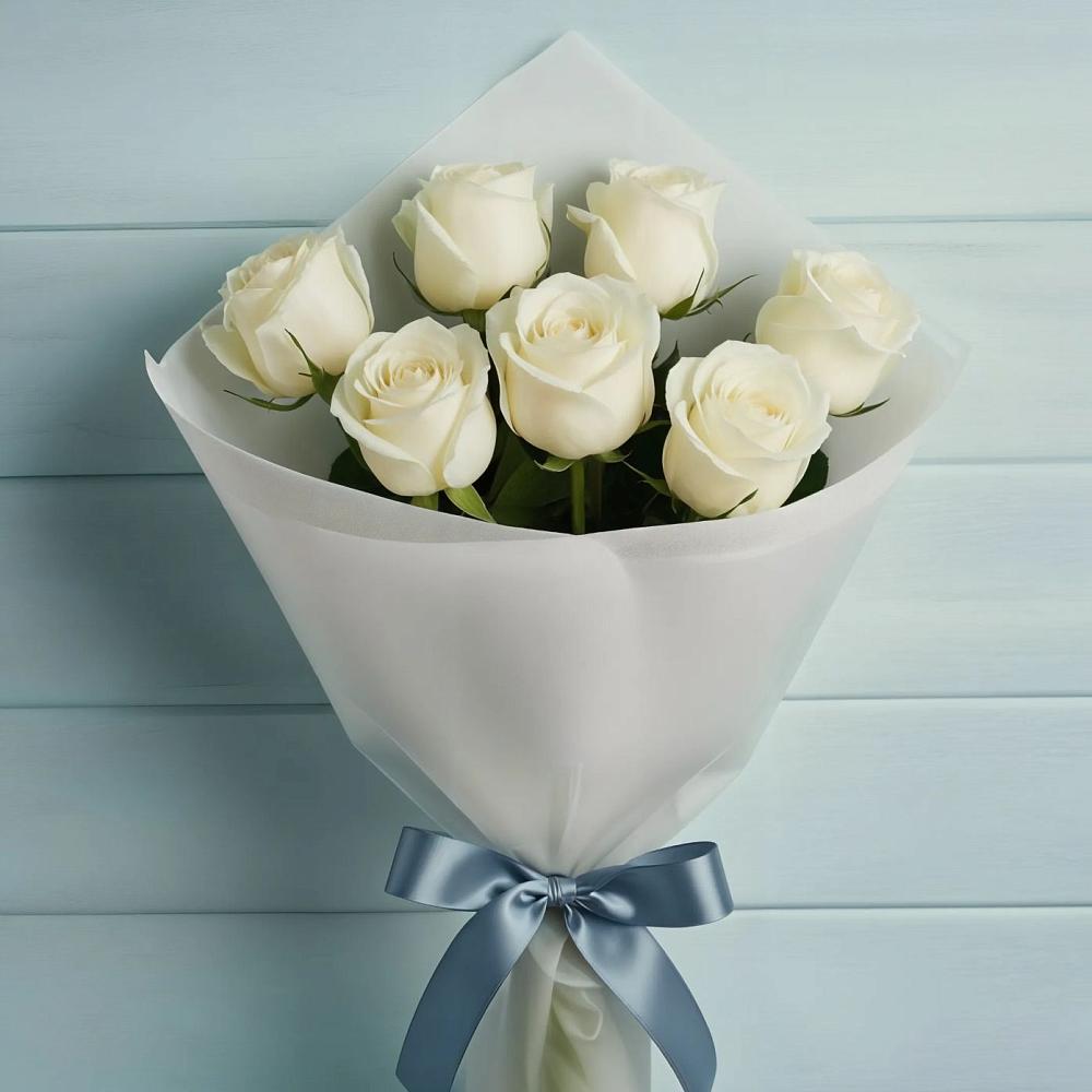 7 Белых роз Эдлесс Лав в Петропавловске-Камчатском Букет 7 Белых роз Эдлесс Лав в Петропавловске-Камчатском